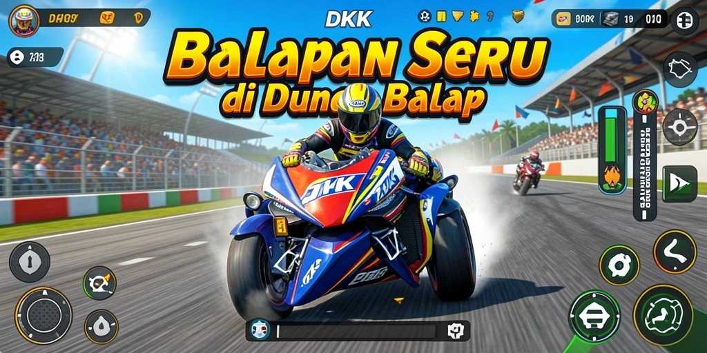 Tampilan aksi balapan di DKK yang menegangkan dan penuh warna.