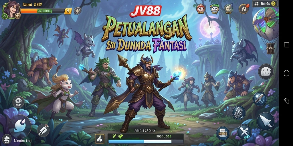 Tampilan screenshot JV88 yang menunjukkan gameplay petualangan yang menekankan keindahan dunia fantasi.