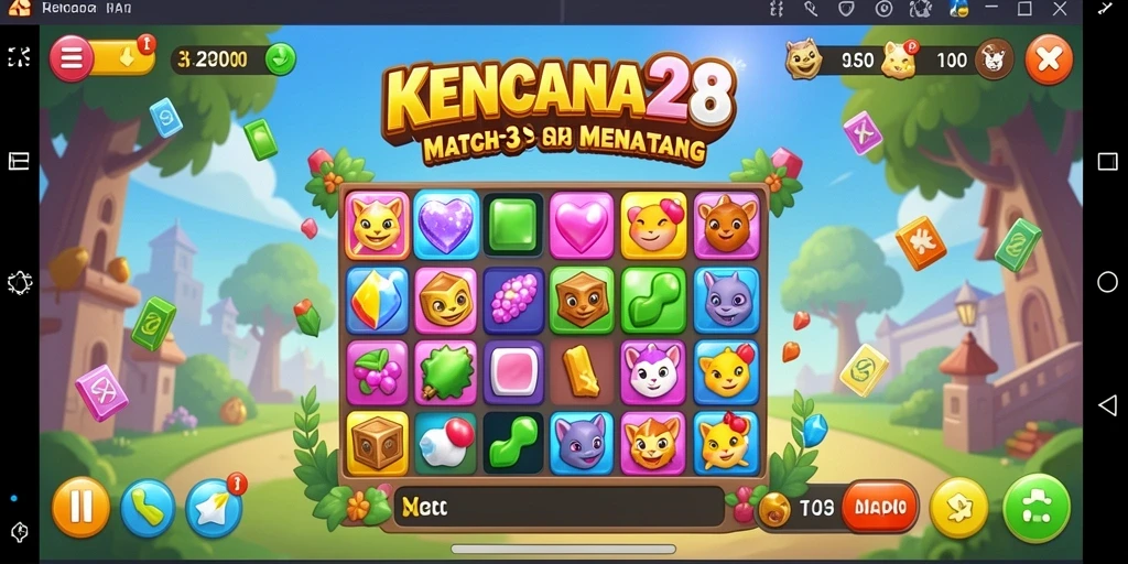 Tangkapan layar gameplay KENCANA28 yang penuh warna dan menantang.
