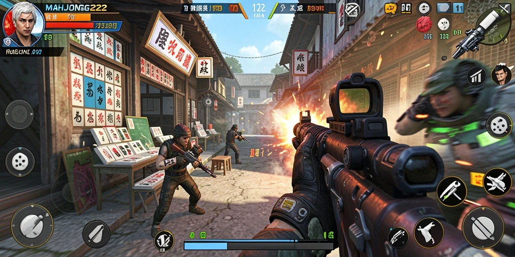 Screenshot menampilkan aksi intens dalam gameplay FPS.