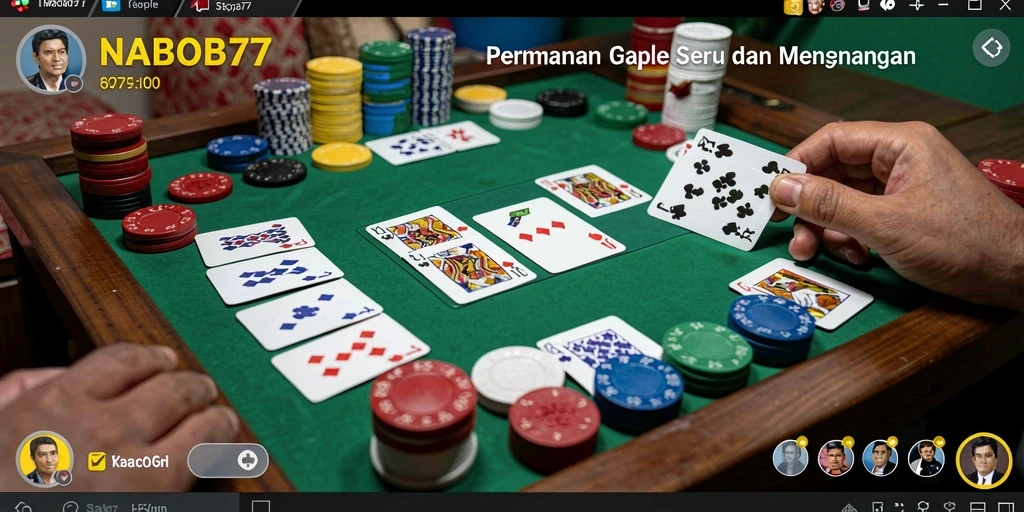 Tampilan gameplay seru Gaple di NABOB77 dengan teman-teman.