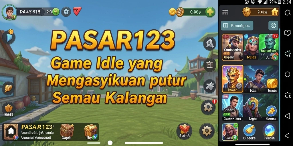 Screenshot utama PASAR123 menampilkan gameplay pengelolaan pasar yang menarik.