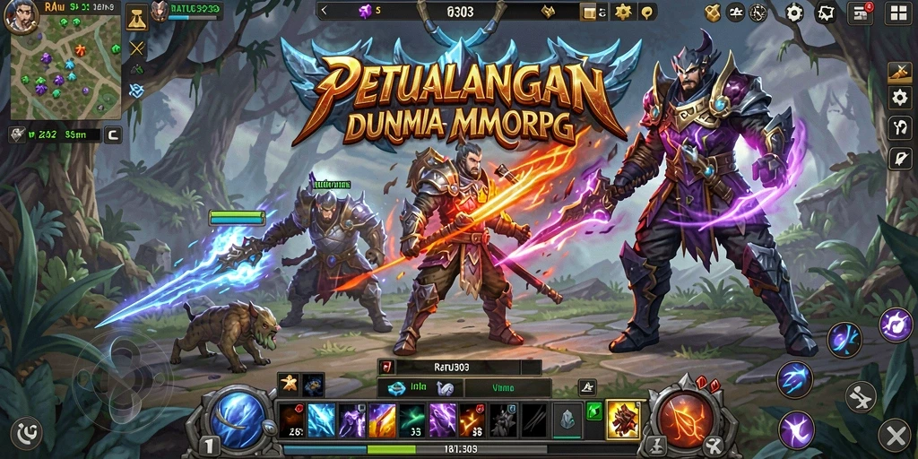 Screenshot gameplay <strong>RATU303</strong> yang menunjukkan aksi seru dalam pertempuran MMORPG.
