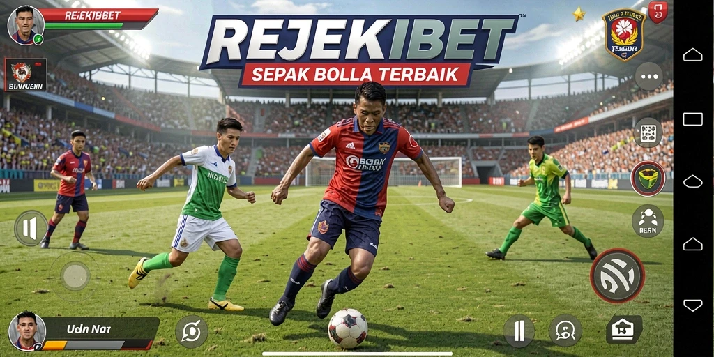 Tampilan gameplay <strong>REJEKIBET</strong> yang menarik saat pertandingan sepak bola.