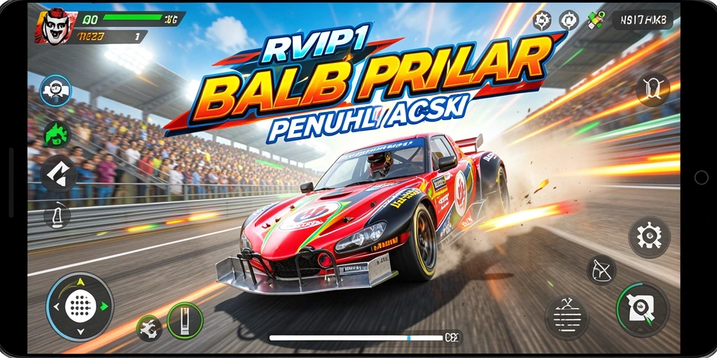 Screenshot gameplay RVIP1 dengan aksi balap mendebarkan.