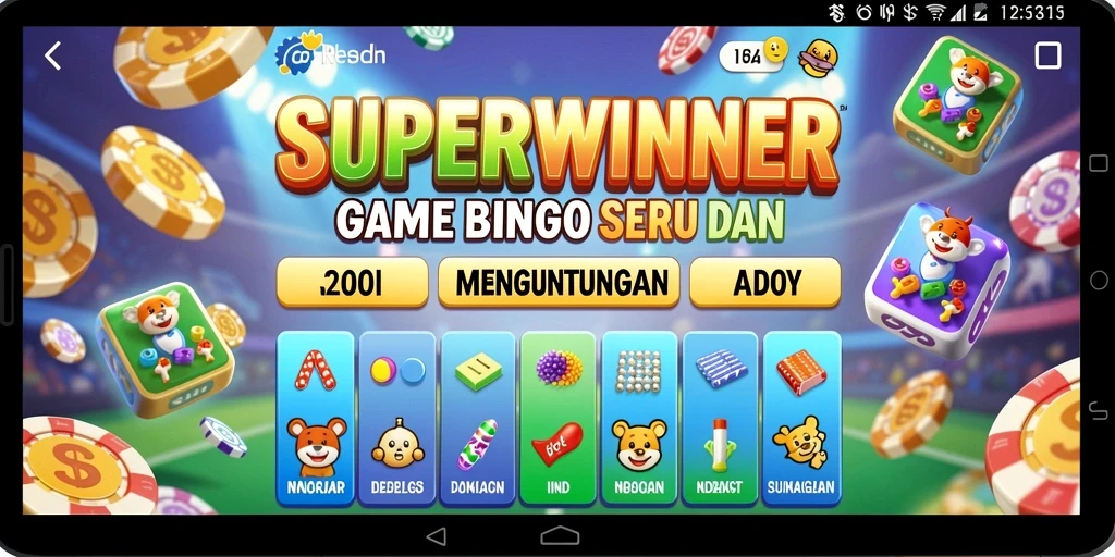 Tampilan gameplay seru dalam SUPERWINNER yang menggambarkan keseruan Bingo.