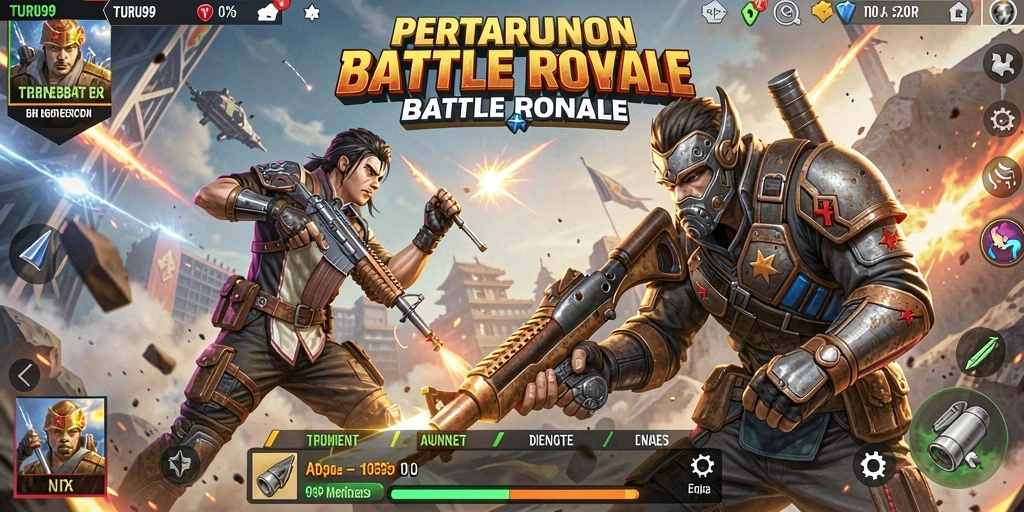 Tampilan permainan intens di TURU99 dengan pertempuran seru antara pemain.